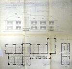 Ontwerptekening - achtergevel en plattegronden
<br/>
Archief Delfzijl, 1930